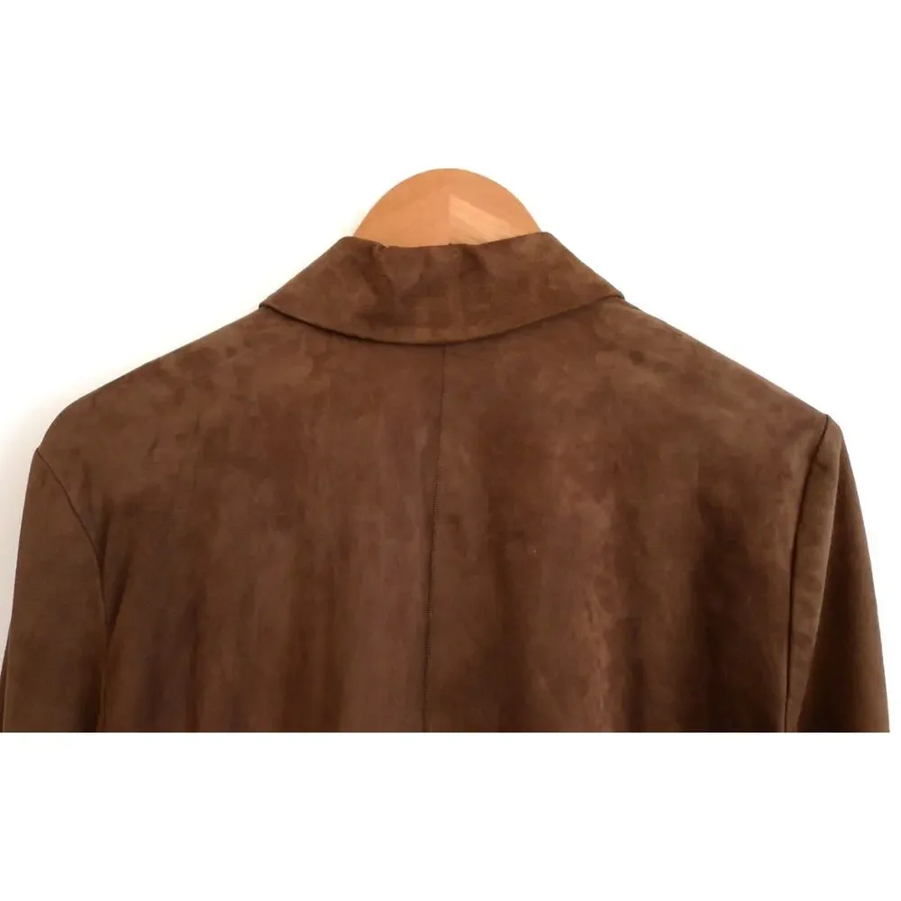 'S MAX MARA Esotico Brown Lamb Leather Suede Shirt Jacket Shacket Saks 4 38 $750 - Picture 9 of 13